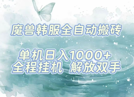 最新韩服游戏搬砖，单机日入1k+，全自动运行挂G项目，解放双手【揭秘】-悟空聊项目