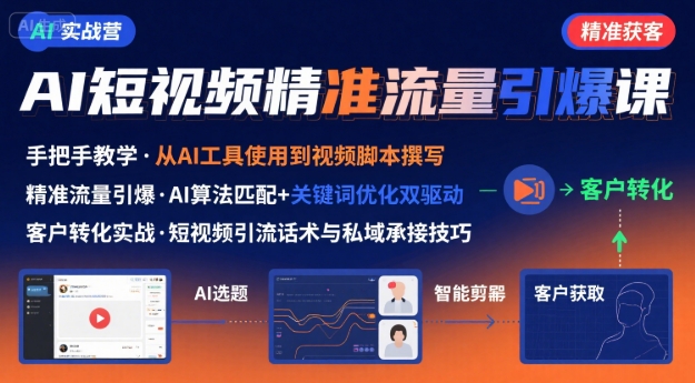 AI+短视频引爆精准客户实战营，手把手教你引爆Ai短视频精准流量-悟空聊项目