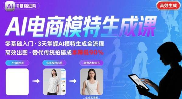 AI模特进阶课程，0基础高效生成逼真电商模特图-悟空聊项目