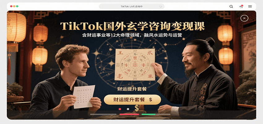 TikTok国外玄学咨询变现课，含财运事业等12大命理领域，融风水运势与运营-悟空聊项目