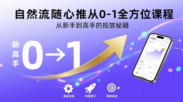 自然流随心推从0-1全方位课程，从新手到高手的投放秘籍-悟空聊项目