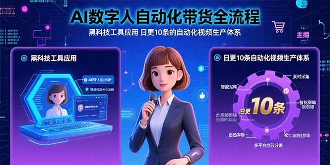 AI数字人自动化带货全流程：黑科技工具应用 日更10条的自动化视频生产体系-悟空聊项目