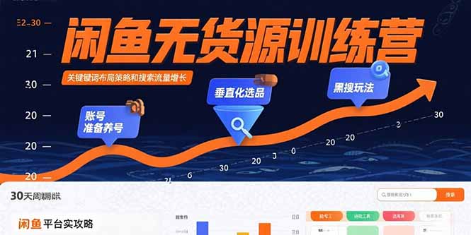 闲鱼无货源训练营：账号准备养号/垂直化选品/黑搜玩法，0基础30天盈利指南-悟空聊项目