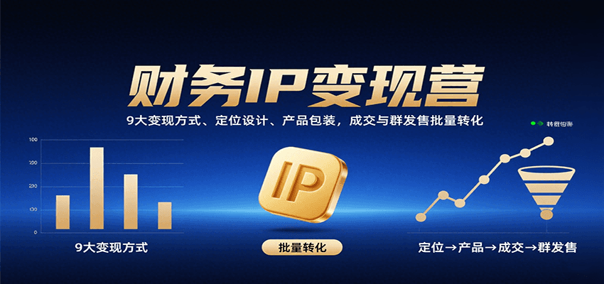 财务IP变现营：9大变现方式、定位设计、产品包装，成交与群发售批量转化-悟空聊项目