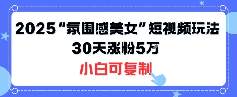 不露脸也能火！2025“氛围感美女”短视频玩法，30天涨粉5W小白可复制-悟空聊项目