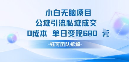 小白无脑项目公域引流私域成交0成本单日变现680米-悟空聊项目