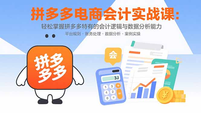 拼多多电商会计实战课：轻松掌握拼多多特有的会计逻辑与数据分析能力-悟空聊项目