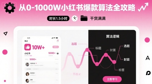 从0-1000W小红书爆款算法全攻略，时长1.5小时，干货满满-悟空聊项目