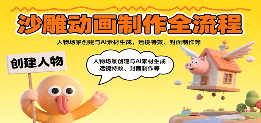沙雕动画制作全流程：人物场景创建与AI素材生成，运镜特效、封面制作等-悟空聊项目