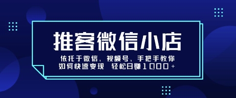 推客微信小店依托于微信、视频号，手把手教你如何快速变现 轻松日入1k+【揭秘】-悟空聊项目