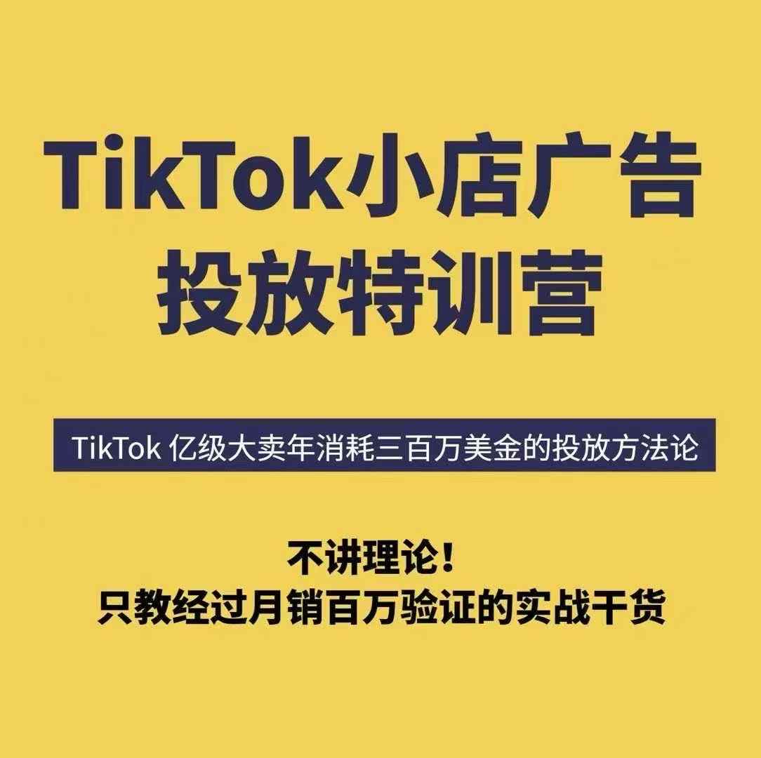 TikTok小店广告投放特训营，6天破局计划专治各种“投不动”，教你经过月销百万验证的实战干货-悟空聊项目