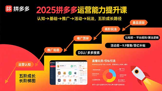 2025拼多多运营能力提升课：认知→基础→推广→活动→玩法，五阶成长路径-悟空聊项目