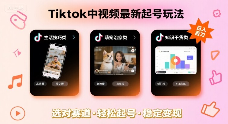 Tiktok中视频最新起号玩法，想要日入百刀，做好这几个赛道就可以了-悟空聊项目