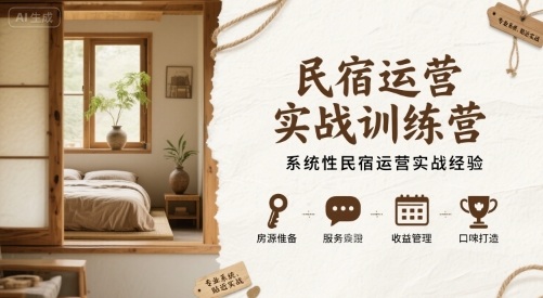 民宿运营实战训练营，系统性民宿运营实战经验-悟空聊项目