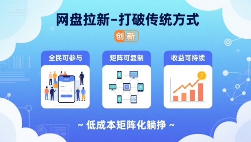 网盘拉新-打破传统方式，低成本矩阵化躺挣，全民可参与、矩阵可复制、收益可持续【揭秘】-悟空聊项目