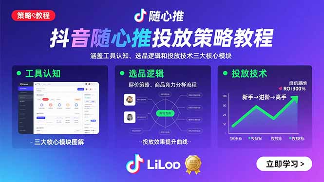 抖音随心推投放策略教程：涵盖工具认知、选品逻辑和投放技术三大核心模块-悟空聊项目