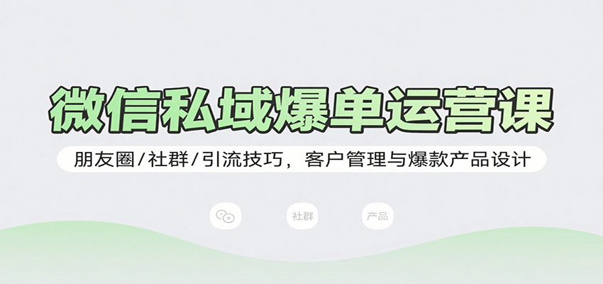 微信私域爆单运营课：朋友圈/社群/引流技巧，客户管理与爆款产品设计-悟空聊项目