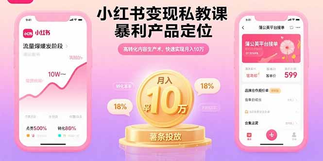 小红书变现私教课，暴利产品定位，高转化内容生产术，快速实现月入10万-悟空聊项目