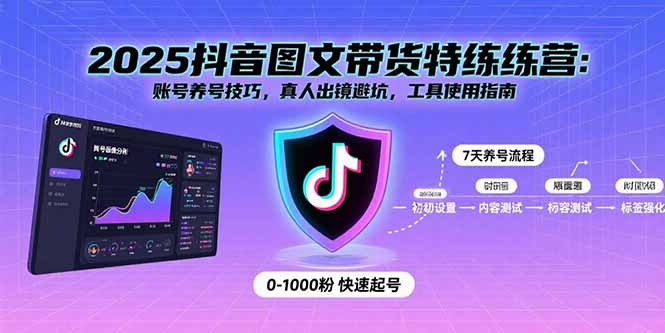 2025抖音图文带货特练营：账号养号技巧，真人出镜避坑，工具使用指南-悟空聊项目