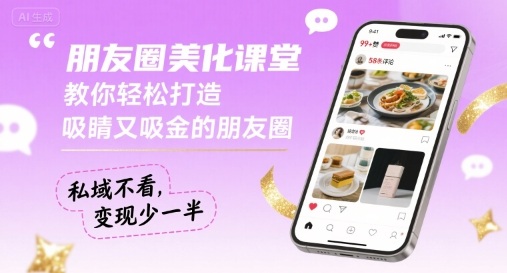 朋友圈美化课堂，教你轻松打造，吸睛又吸金的朋友圈，私域不看，变现少一半-悟空聊项目