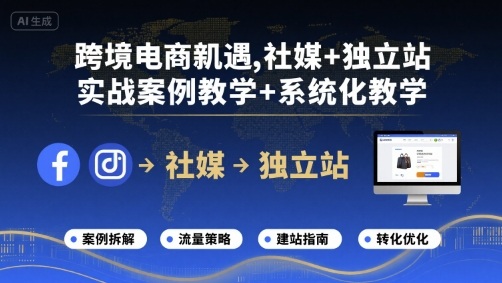 跨境电商新机遇，社媒+独立站，实战案例教学+系统化教学-悟空聊项目