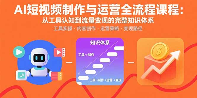 AI短视频制作与运营全流程课程：从工具认知到流量变现的完整知识体系-悟空聊项目