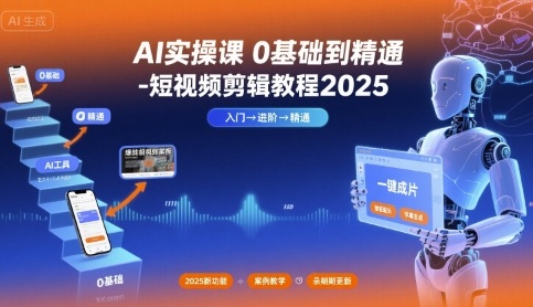 AI实操课0基础到精通-短视频剪辑教程2025-悟空聊项目